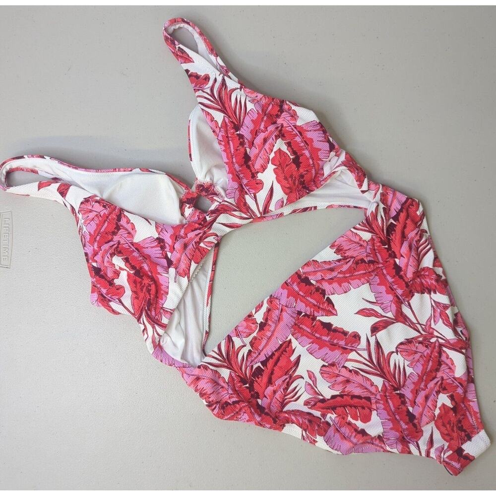New Jessica Simpson XL fuschia multi one piece bikini pink and red cut out - Picture 4 of 7